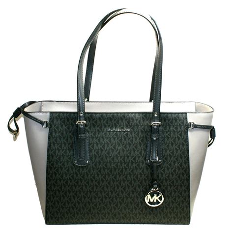 michael kors grey and black purse|michael kors signature tote gray.